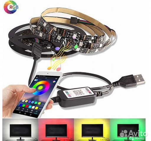Лента светодиодная RGB (USB -Bluetooth) 1метр
