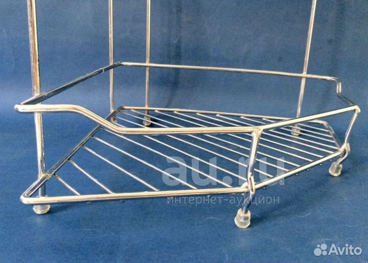 Полка угловая на кухню стальная на ножках и подвес