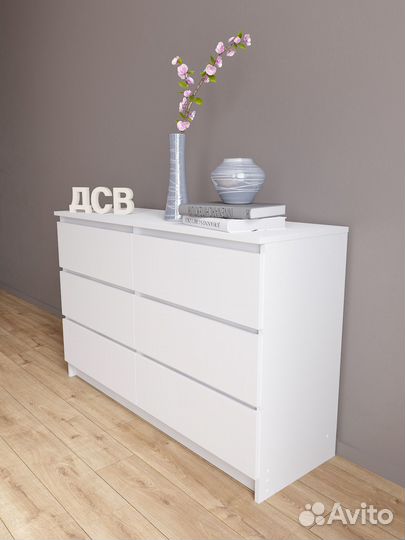 Комод белый 120см на 6 ящиков