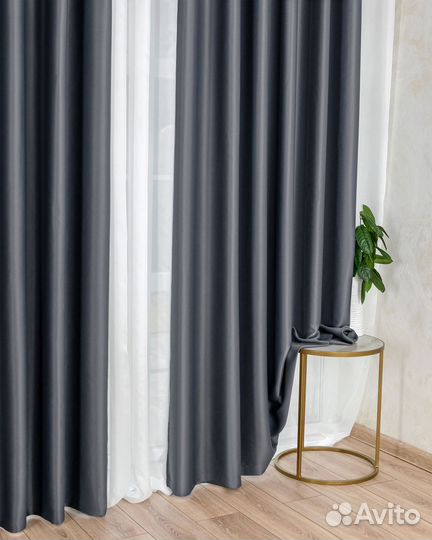 Шторы блэкаут амадео серый новые пошив