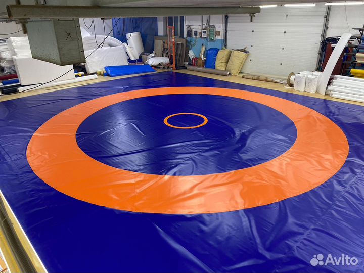 Покрытие борцовского ковра 12*12м сине-оранжевое