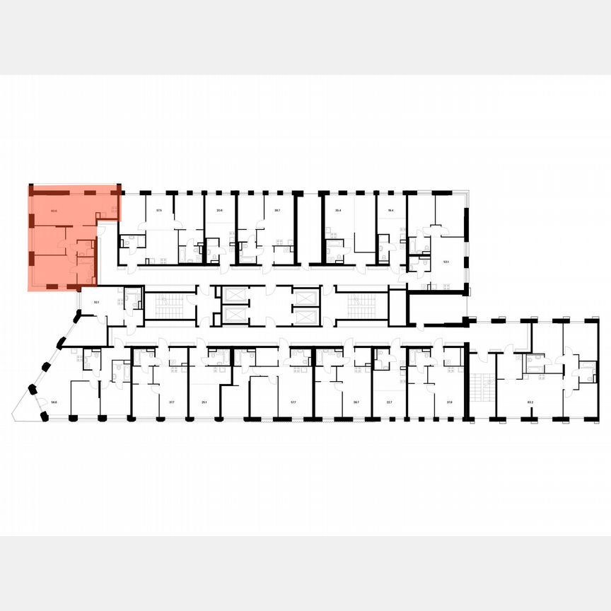 2-к. квартира, 60,6 м², 4/39 эт.