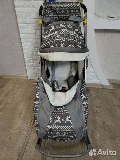 Детские санки коляска с колесами