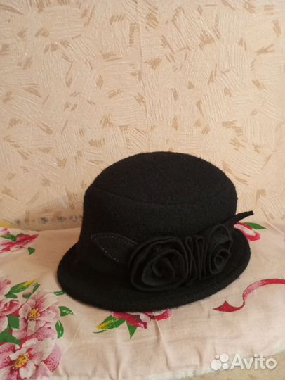Шляпа фетровая женская черная