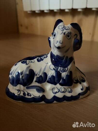Статуэткабаран и бык оригинальный гжель