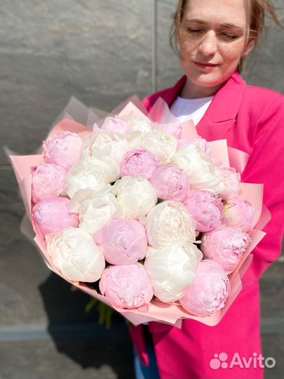 Пионы крупные Премиум букет цветы доставка