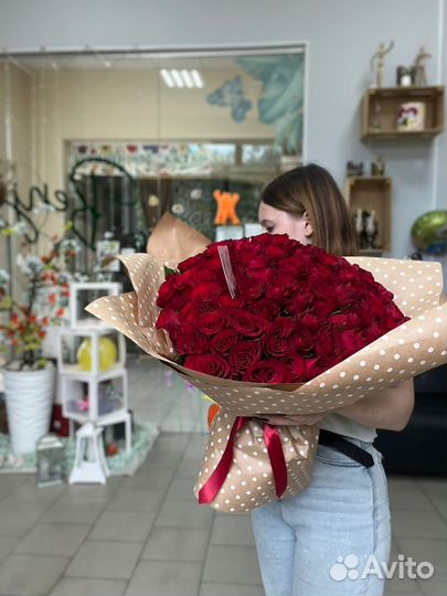 Цветы букеты 101 роза