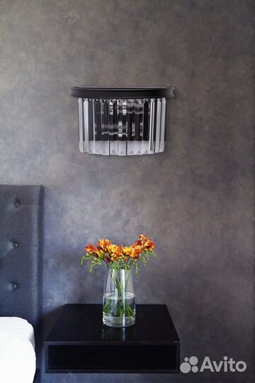 Бра настенный металлический с хрусталем