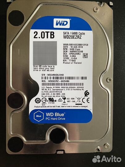 Жесткий диск WD Blue 2тб (WD20ezrz)