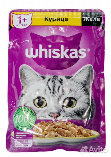 Влажный корм для кошек Whiskas курица в желе 28 шт
