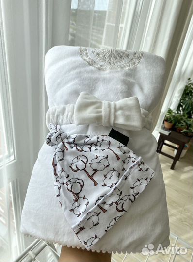 Теплое одеяло на выписку и шапочка mjolk