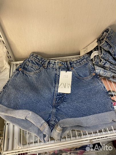 Джинсовые шорты zara mom fit 36