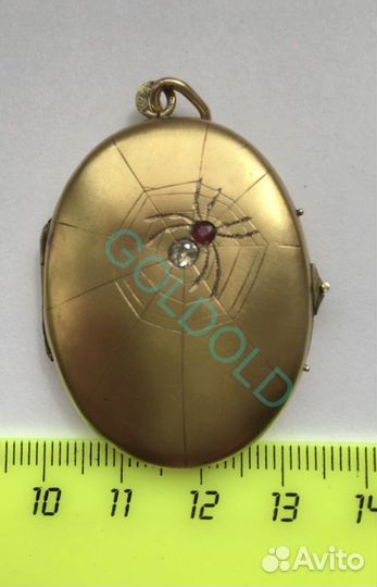 Кулон-локет с рубином и бриллиантом 56 пробы