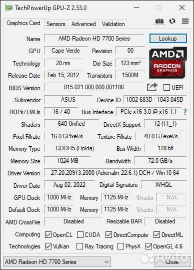 HD7770 1GB gddr5