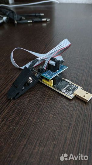 Программатор CH341 + тестовый зажим (прищепка)