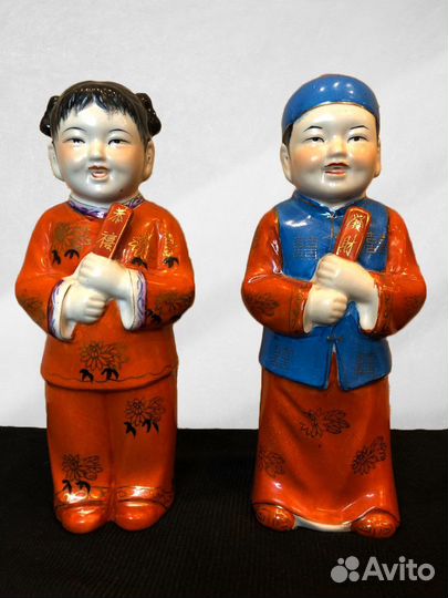 Редкие большие китайские фарфоровые статуэтки Дети