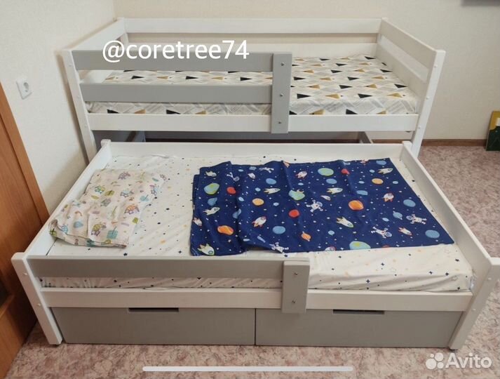 Детская двухяросная выдвижная кровать