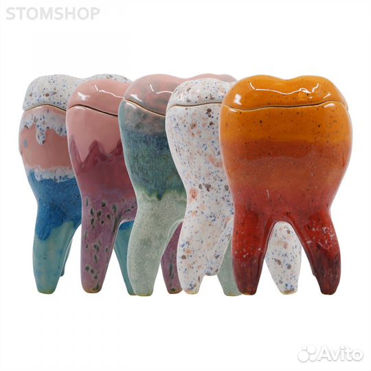 Декоративный зуб из керамики с крышкой, средний, ц