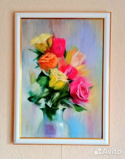 Букет роз. Картина. Масло. Холст 35х50