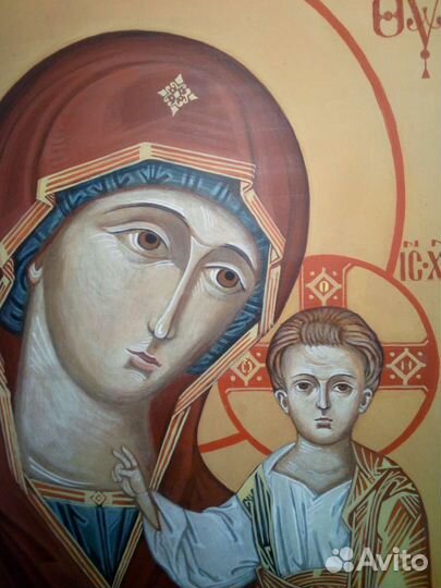 Икона рукописная Казанская Божья Матерь