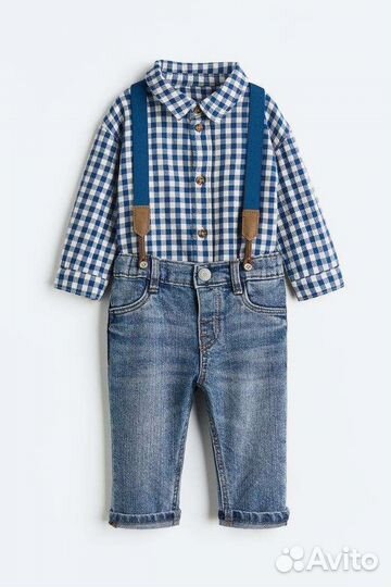 Комплект из рубашки и джинсов H&M 74