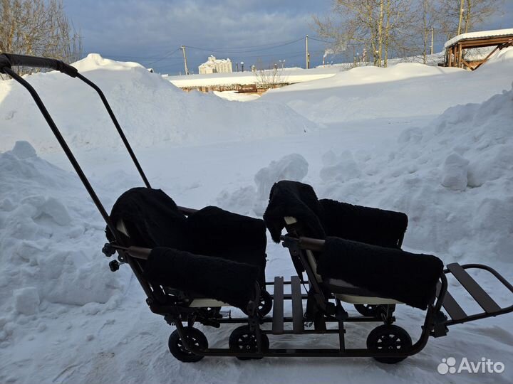 Санки с колёсами для двойни