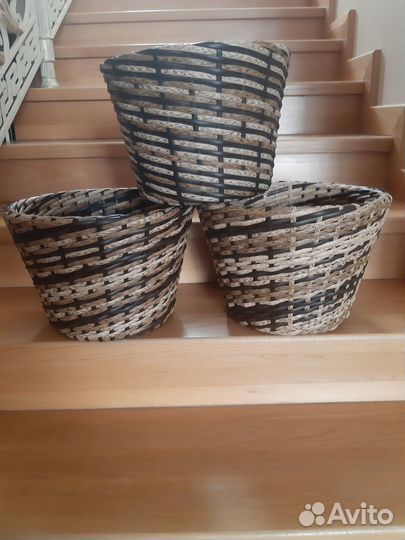 Кашпо для цветов уличное из искуственного ротанга