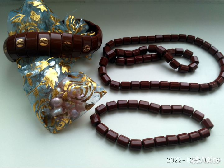 Турмалиновый комплект (бусы+браслет) Ю.Корея