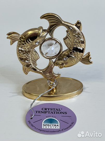 Сувенир золотая рыбка с кристаллами Swarovski