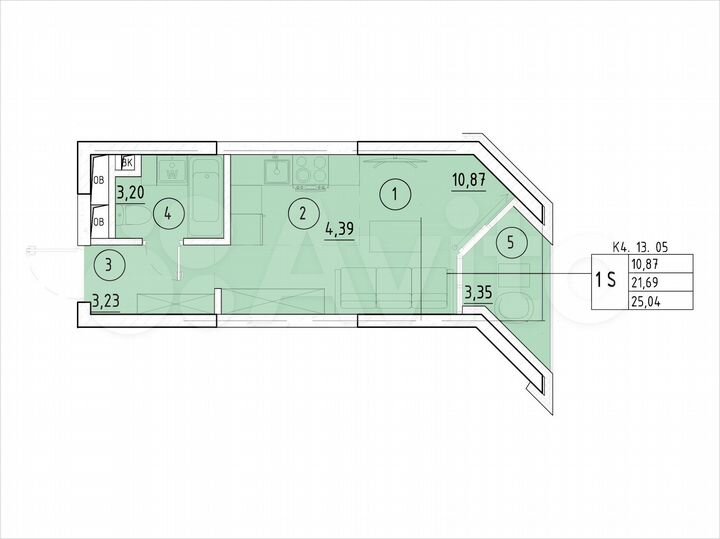 1-к. квартира, 25 м², 16/20 эт.