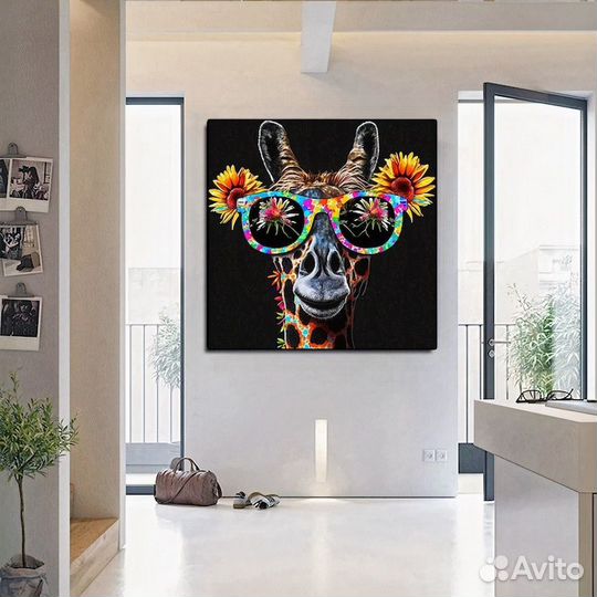 Картина маслом яркий жираф