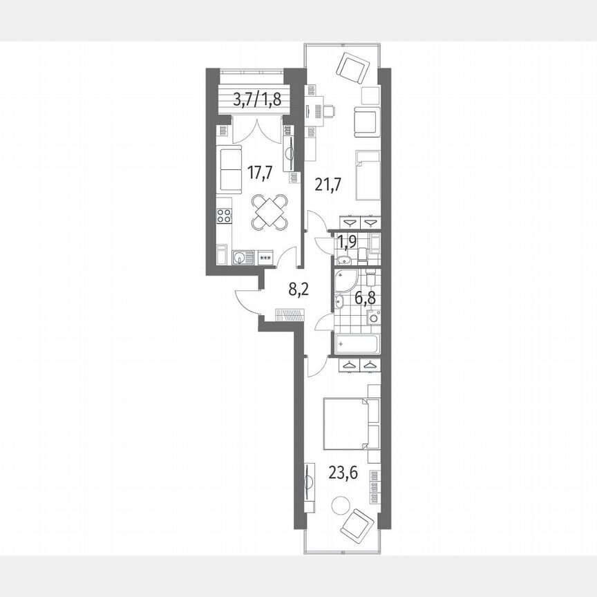 2-к. квартира, 81,8 м², 13/13 эт.