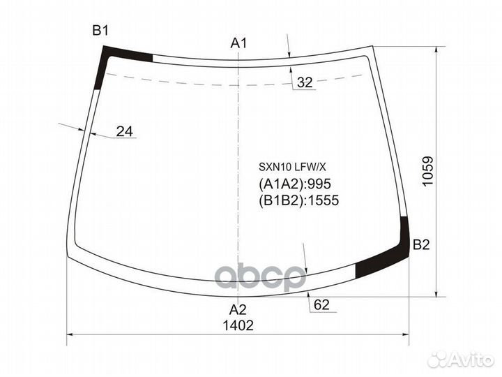 Стекло лобовое toyota nadia 98-03 SXN10 LFW/X XYG