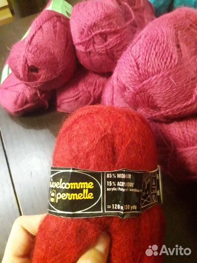 Пряжа для вязания мохер, шерсть, синтетика