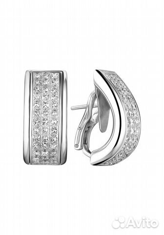 Серьги Mercury White Gold 5.90 ct Princess Diamonds