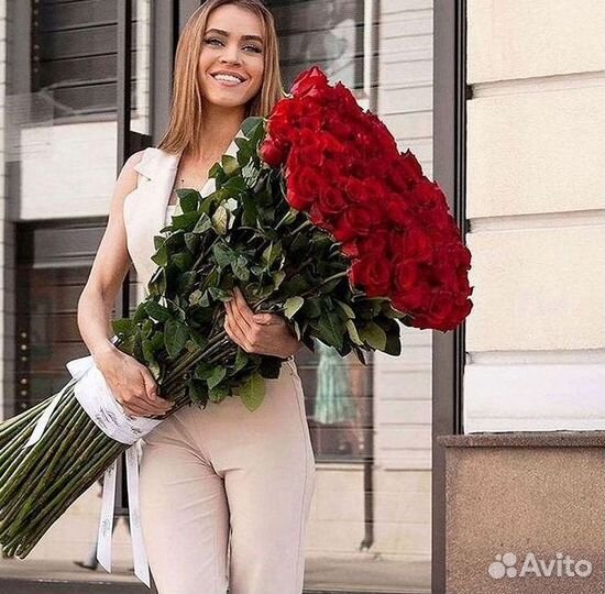Розы высокие Доставка цветов