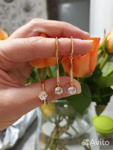 Кольцо и серьги позолота 585