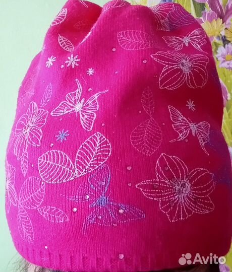 Шапка женская трикотажная вязаная. 58 размер