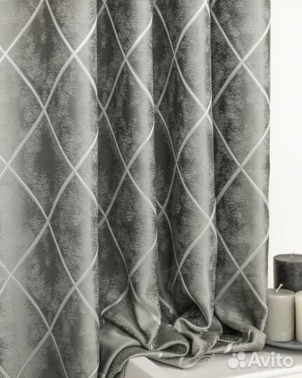 Комплект портьер жаккард Леман Стальной шторы