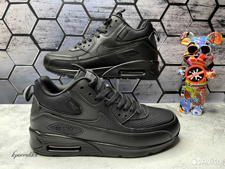 Кроссовки с мехом Nike Air Max 90 черная кожа