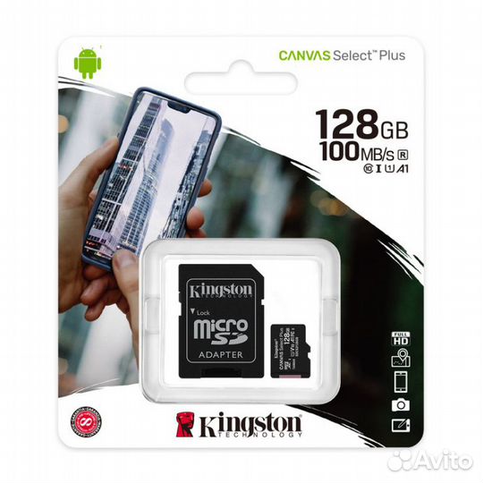 Карта памяти micro sdxc 128Gb Kingston Canvas Sele