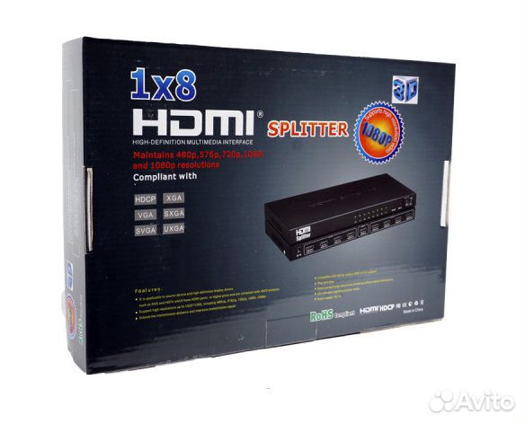 Hdmi сплиттер 8 портов (1in - 8out)