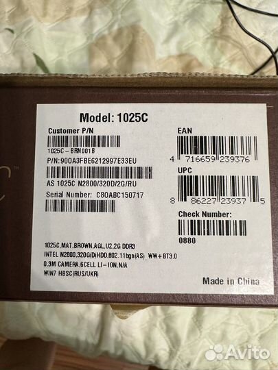 Ноутбук Asus eee pc 1025c