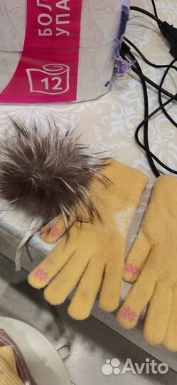 Комплект : шапка, шарф, перчатки зима 6,7 лет