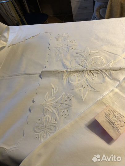 Пододеяльник СССР с ришелье и вышивкой