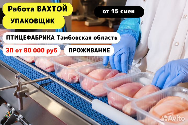 Упаковщик на Птицефабрику в Тамбовскую обл