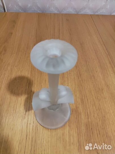 Подсвечник матовое стекло СССР 20,5 см