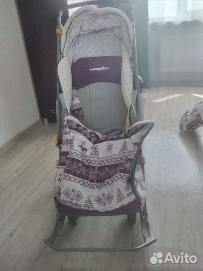 Санки коляска с колесами