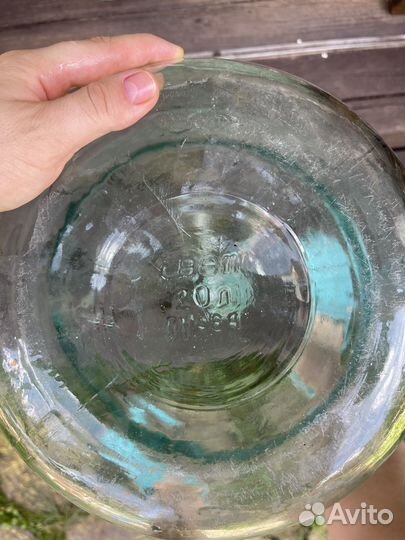 Стеклянная бутыль, 20 литров с пробкой