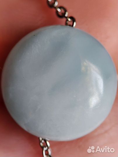 Ларимар кулон на металлической цепочке